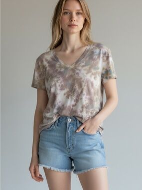 Anthropologie Maronie Earthy Tie Dye Scoop Neck Tee Crop NWOT Size S Hippie Chic